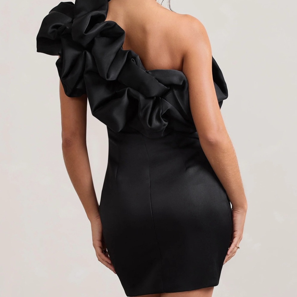NWT Club L London Elegant Black One-Shoulder Dress - Picture 3 of 12